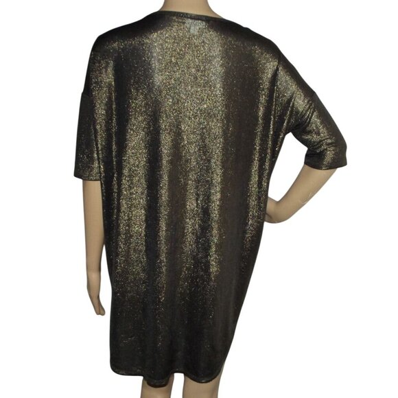LulaRoe Tunic Top Womens Size XS Metallic Gold Black sparkle hi lo hem round - Picture 4 of 7